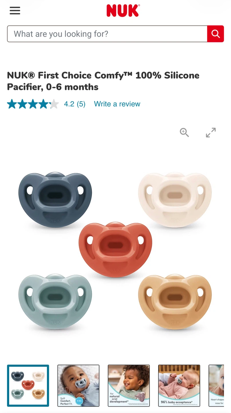 NUK First Choice Comfy Silicone Pacifiers (0-6 Months)