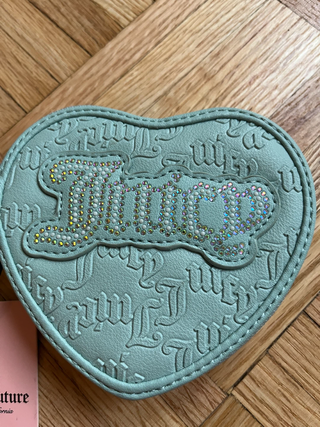 Juicy Couture Powder Blue Heart Rhinestone Mini Wristlet NWT - photo 3