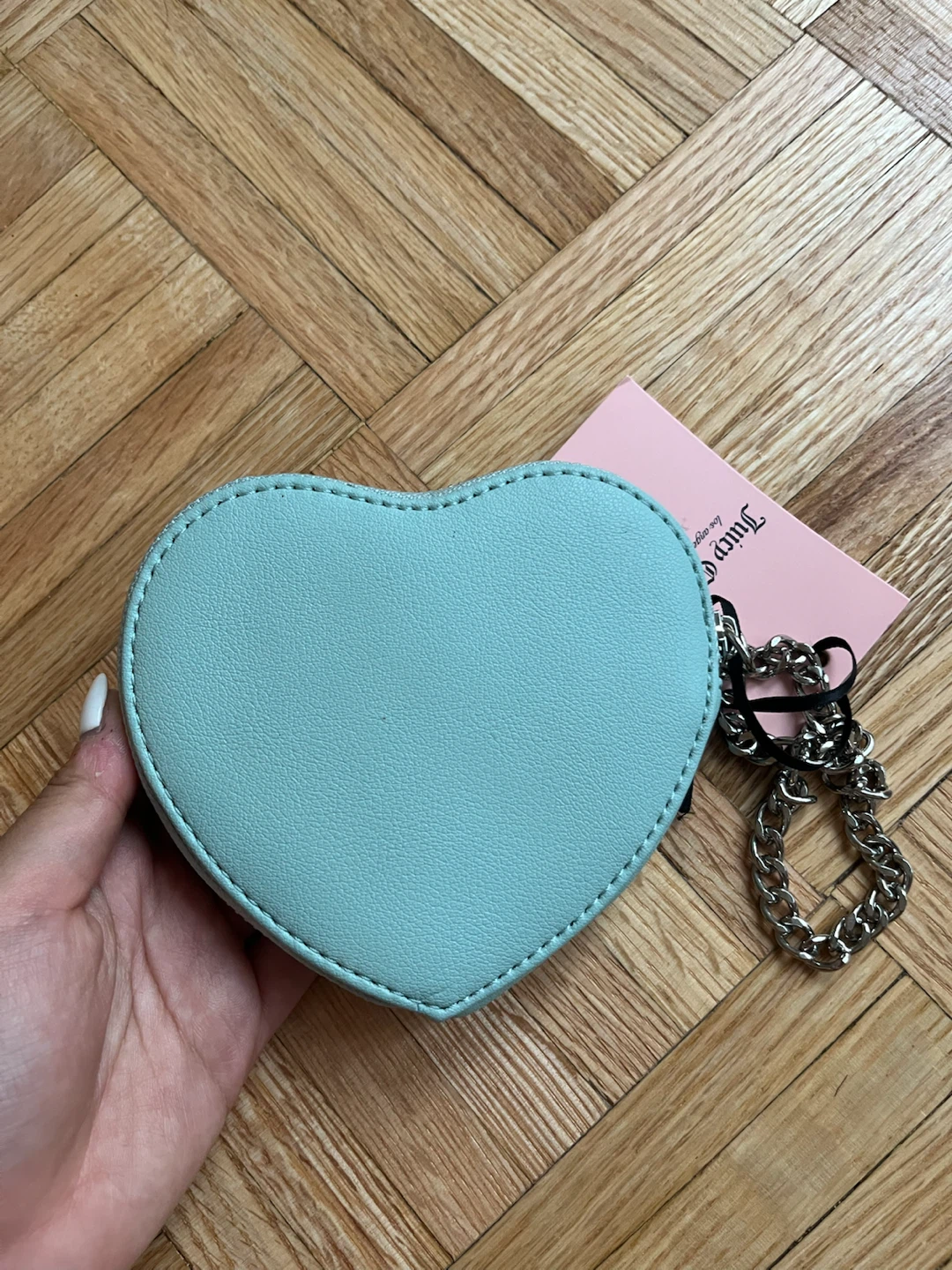 Juicy Couture Powder Blue Heart Rhinestone Mini Wristlet NWT - photo 5