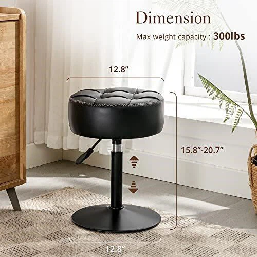 Adjustable Black Faux Leather Tufted Stool- Brand new - photo 2