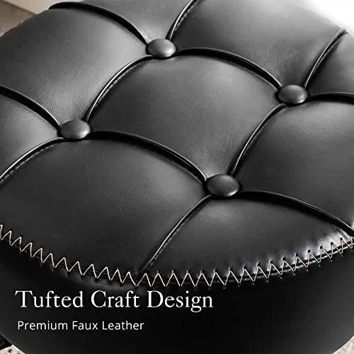 Adjustable Black Faux Leather Tufted Stool- Brand new - photo 3