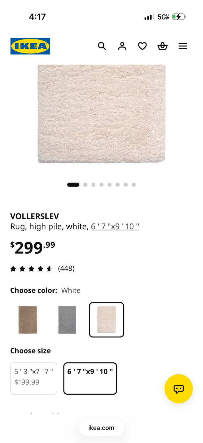 IKEA VOLLERSLEV High Pile Rug, White - photo 2