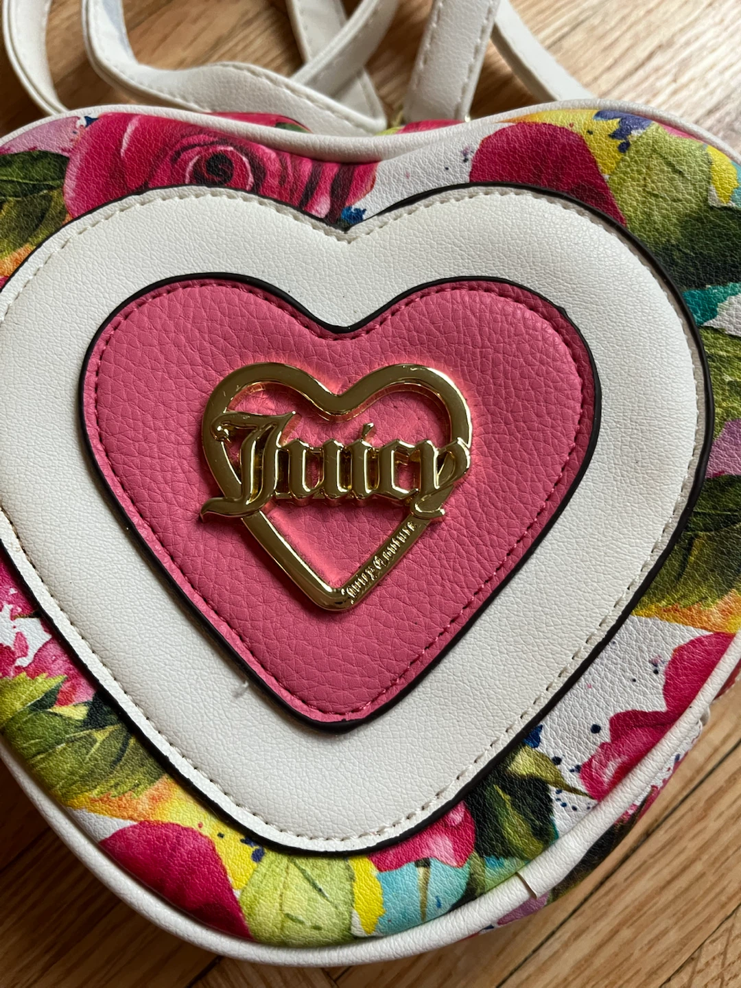 Juicy Couture A Little Piece of Heart Floral Crossbody Bag Y2K - photo 4