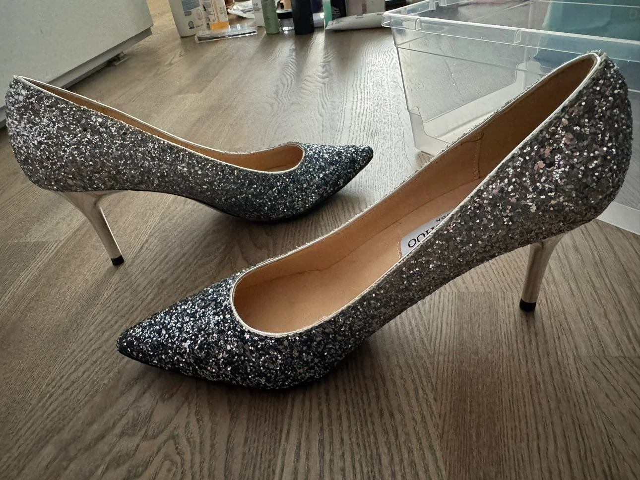 size 7 Jimmy Choo Silver Glitter Heels - photo 2