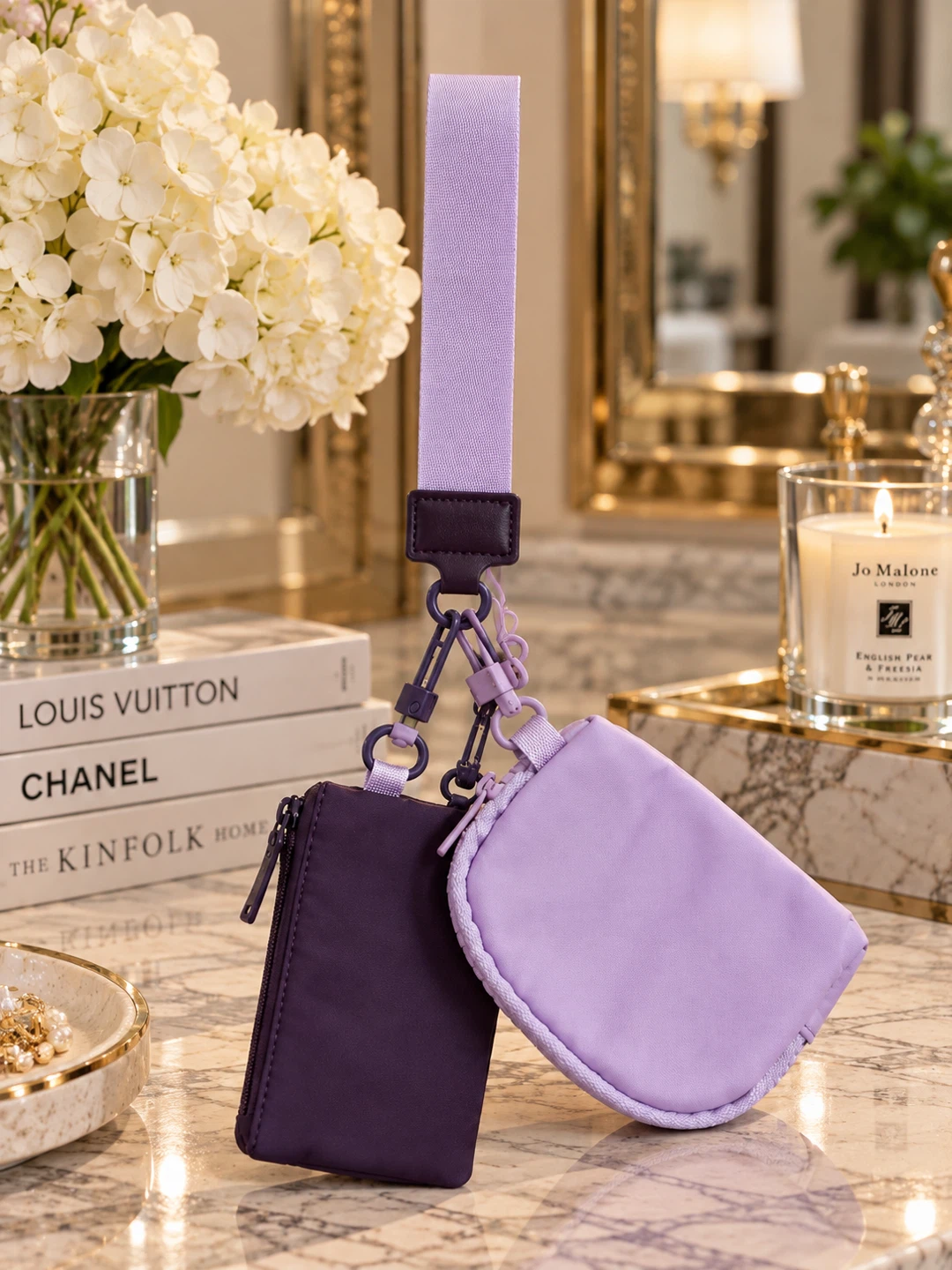 Lavender & Purple 3-Piece Wristlet Wallet Pouch Set NWOT - photo 2