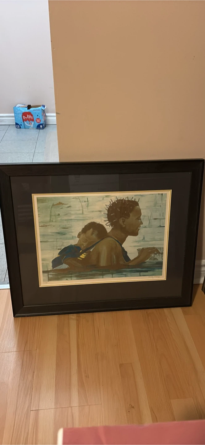 Framed African Mother and Child Painting