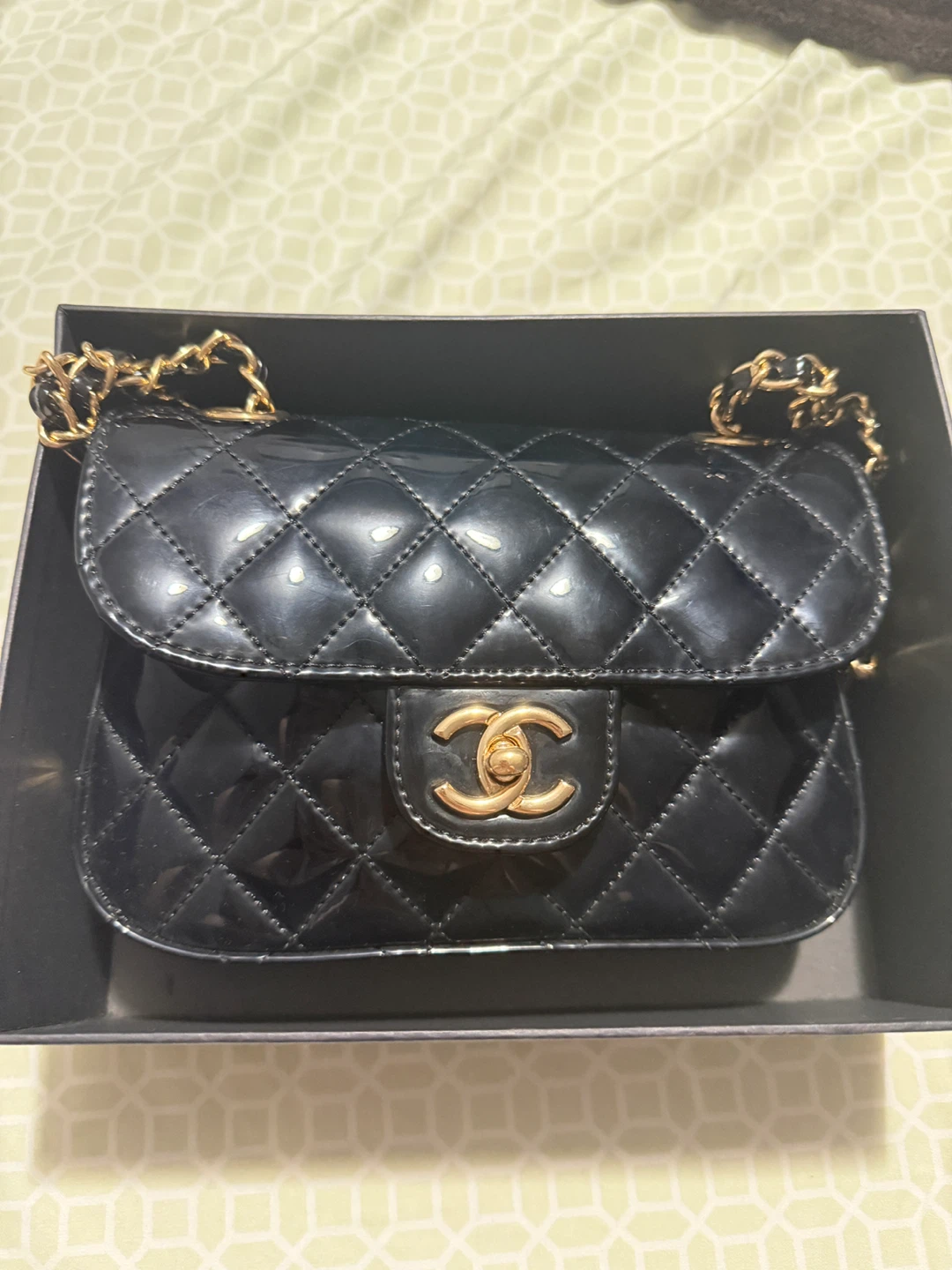 Chanel Patent makeup bag