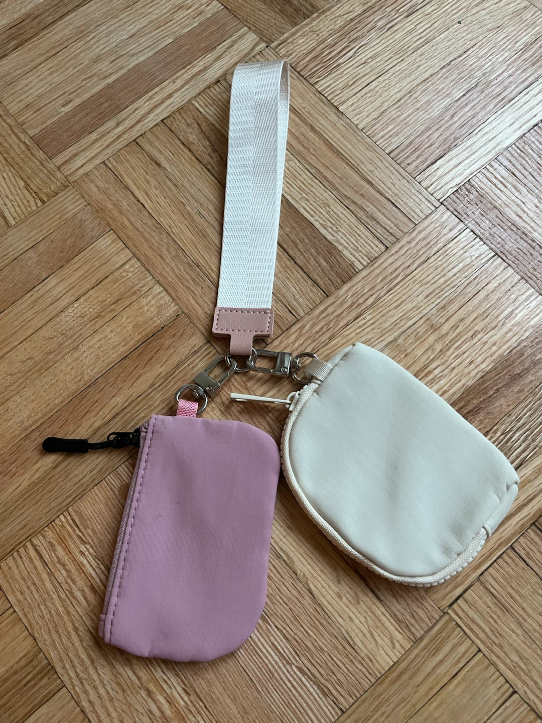 Dusty Pink & Cream Dual Pouch Wristlet Wallet Set – New - photo 3
