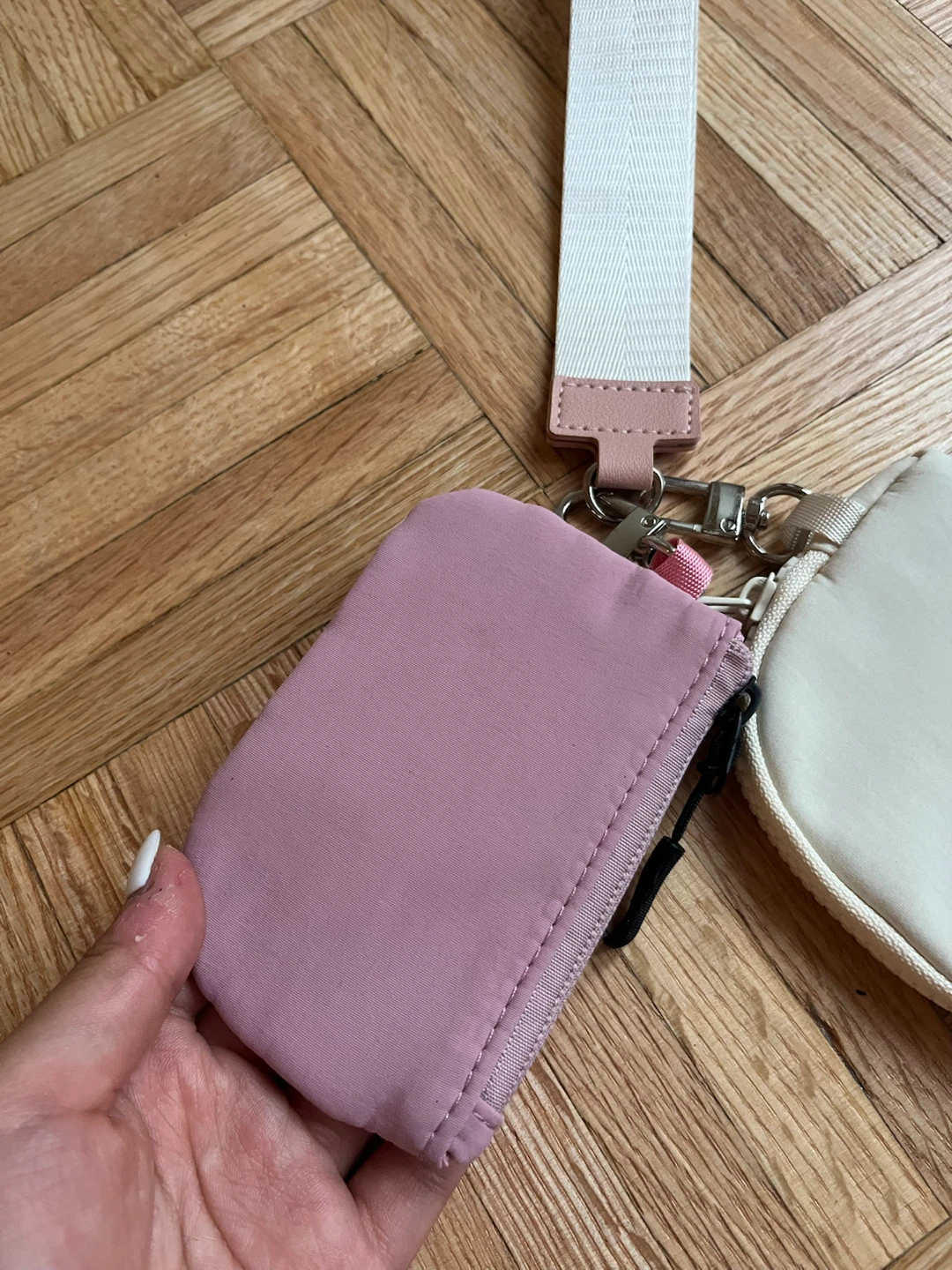 Dusty Pink & Cream Dual Pouch Wristlet Wallet Set – New - photo 5