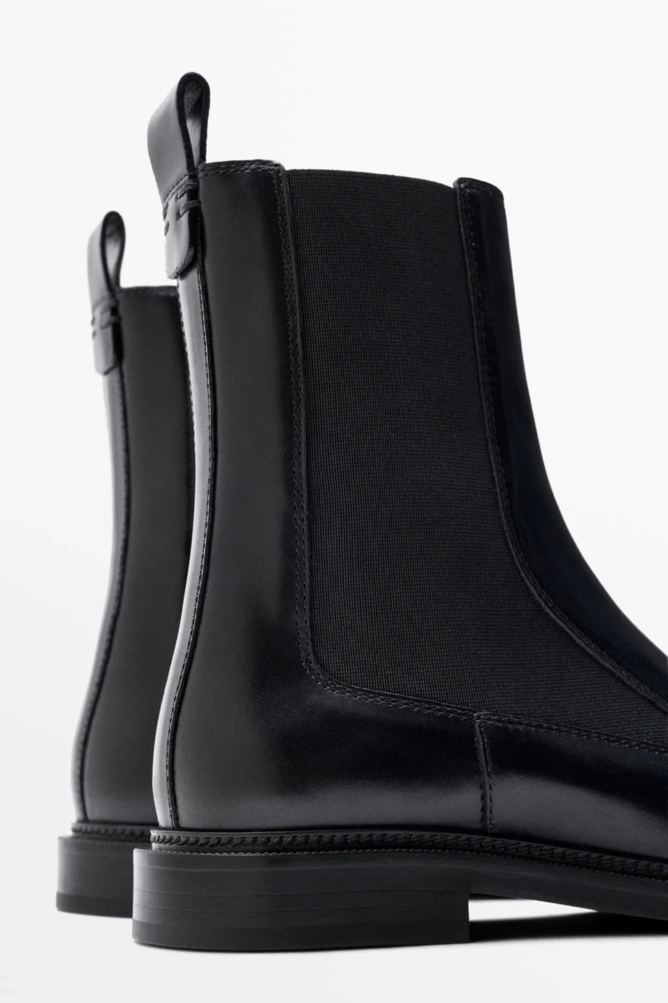 Massimo Dutti Leather Ankle Boots - Black, Size 38 - photo 2
