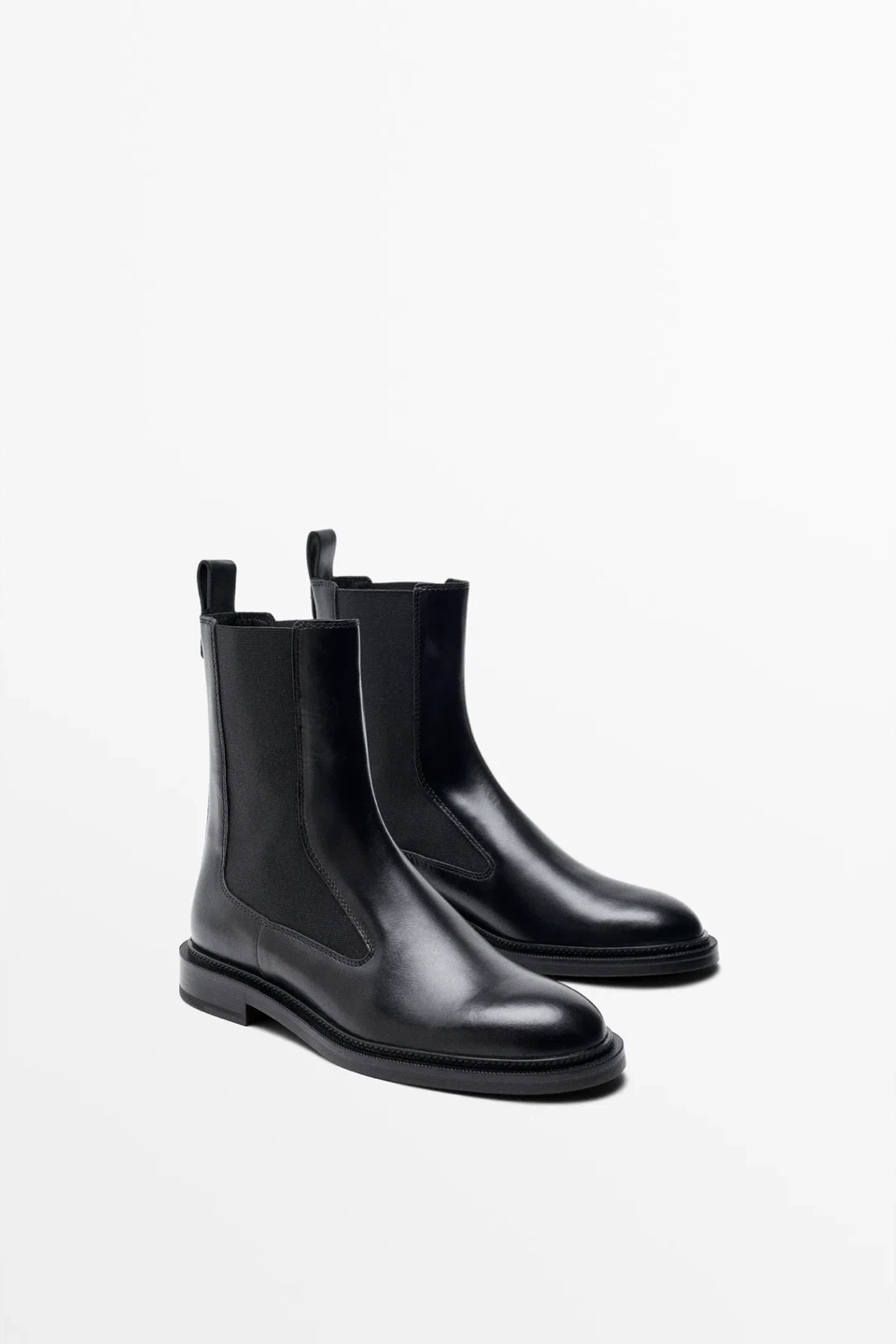 Massimo Dutti Leather Ankle Boots - Black, Size 38 - photo 4