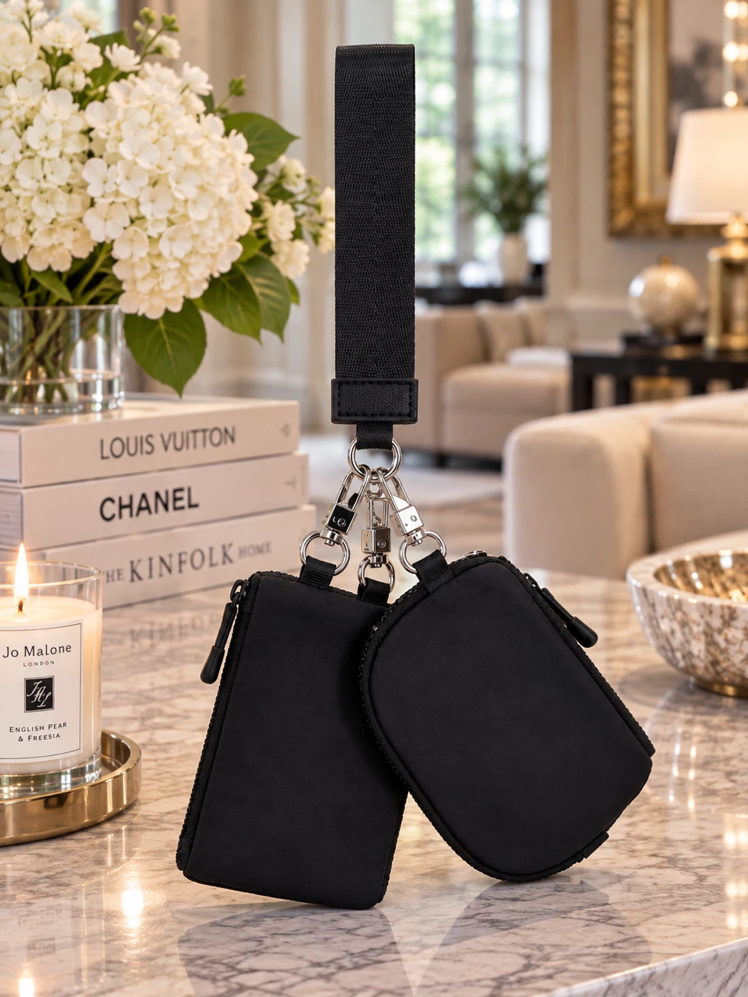 Black Dual Pouch Wristlet Wallet Keychain – Brand New - photo 2
