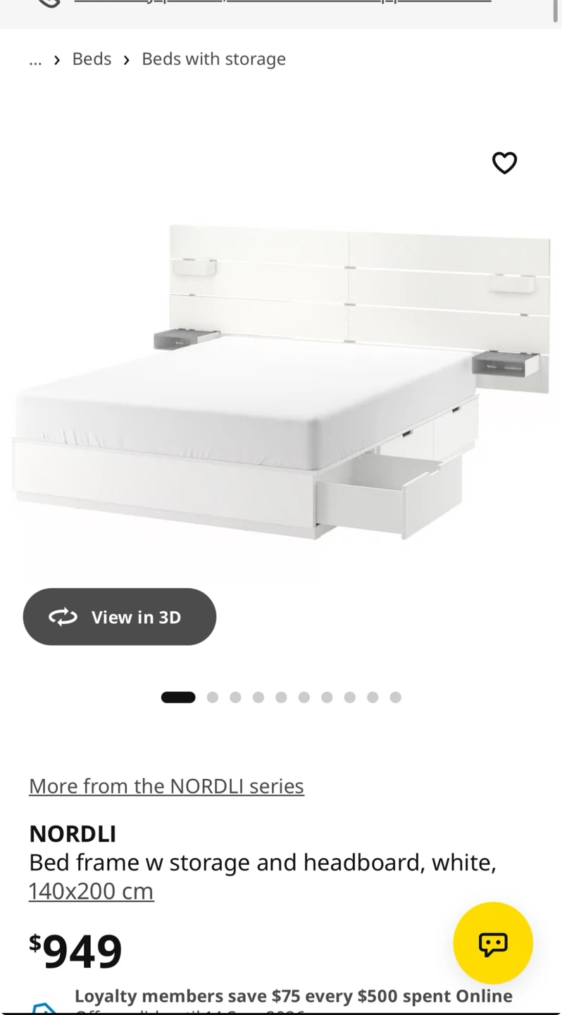 IKEA NORDLI Bed Frame with Storage and Headboard