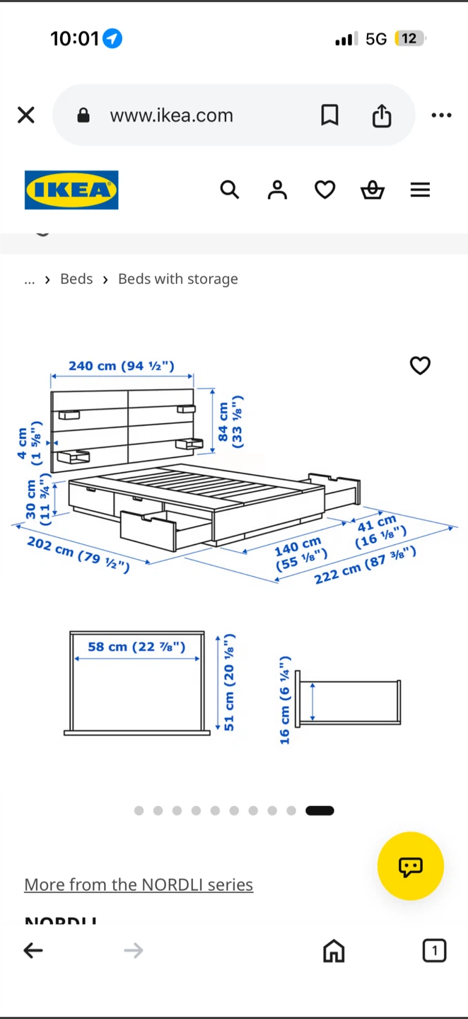 IKEA NORDLI Bed Frame with Storage and Headboard - photo 5