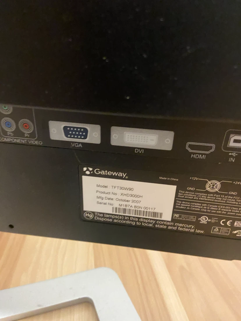 30-inch Gateway TFT30W90 Monitor! Untested - photo 2
