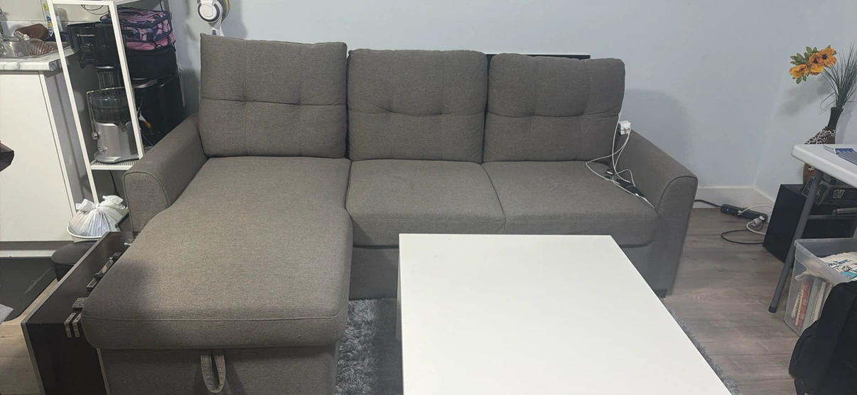 Grey Sectional Sofa with Storage Chaise - photo 3
