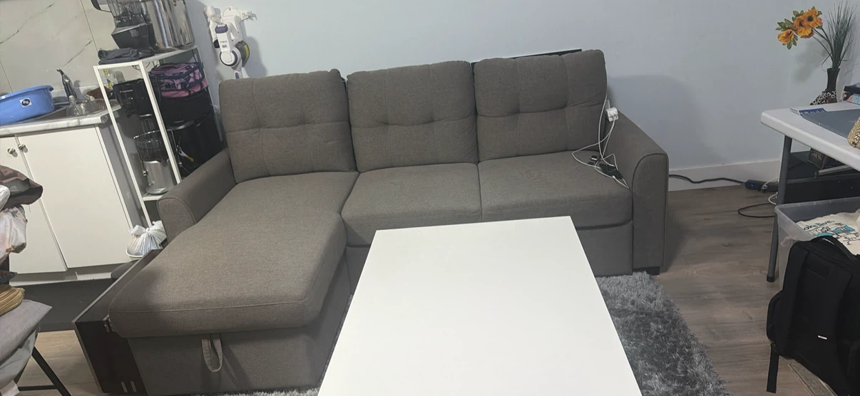 Grey Sectional Sofa with Storage Chaise - photo 4