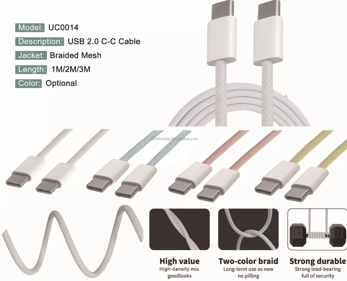 USB-C to USB-C Braided Cable 2M - 60W - photo 2