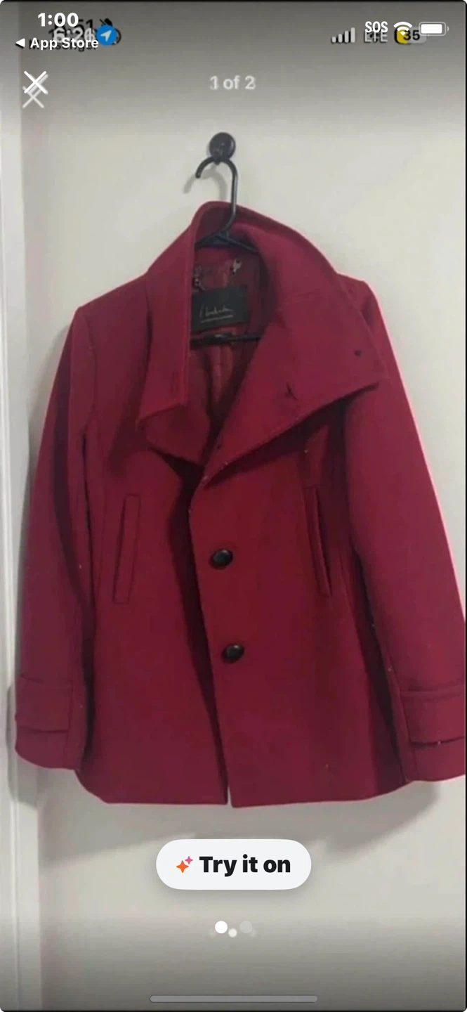 Babaton aritzia Red Wool-Blend Peacoat