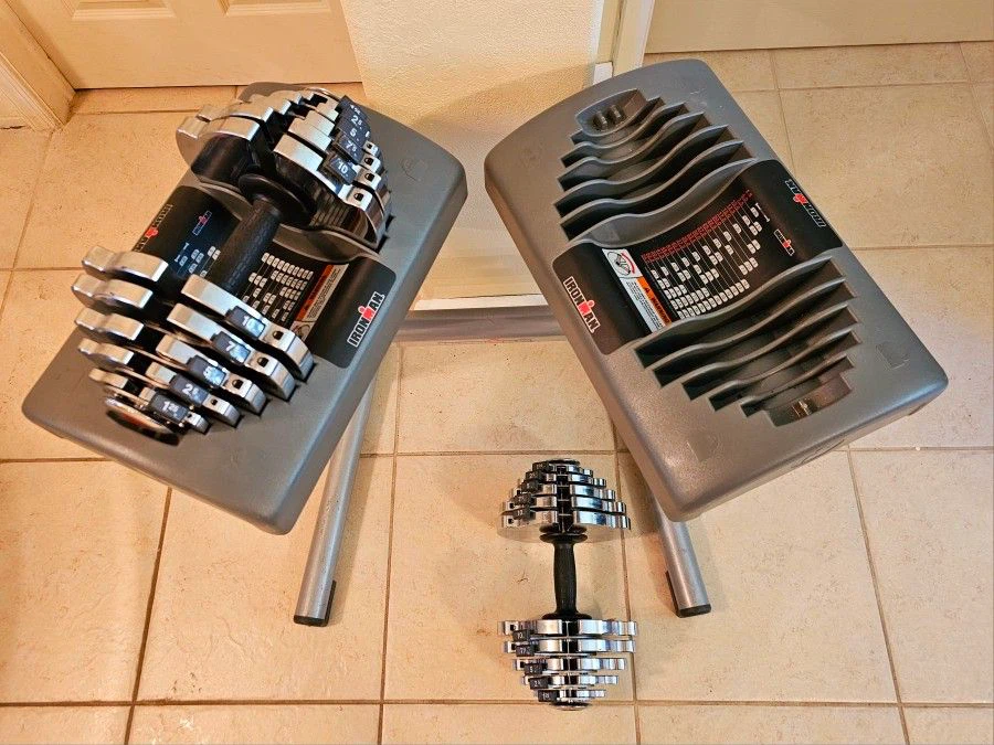 Chrome Ironman Adjustable Dumbbells (up to 55lbs) with Stand - photo 3