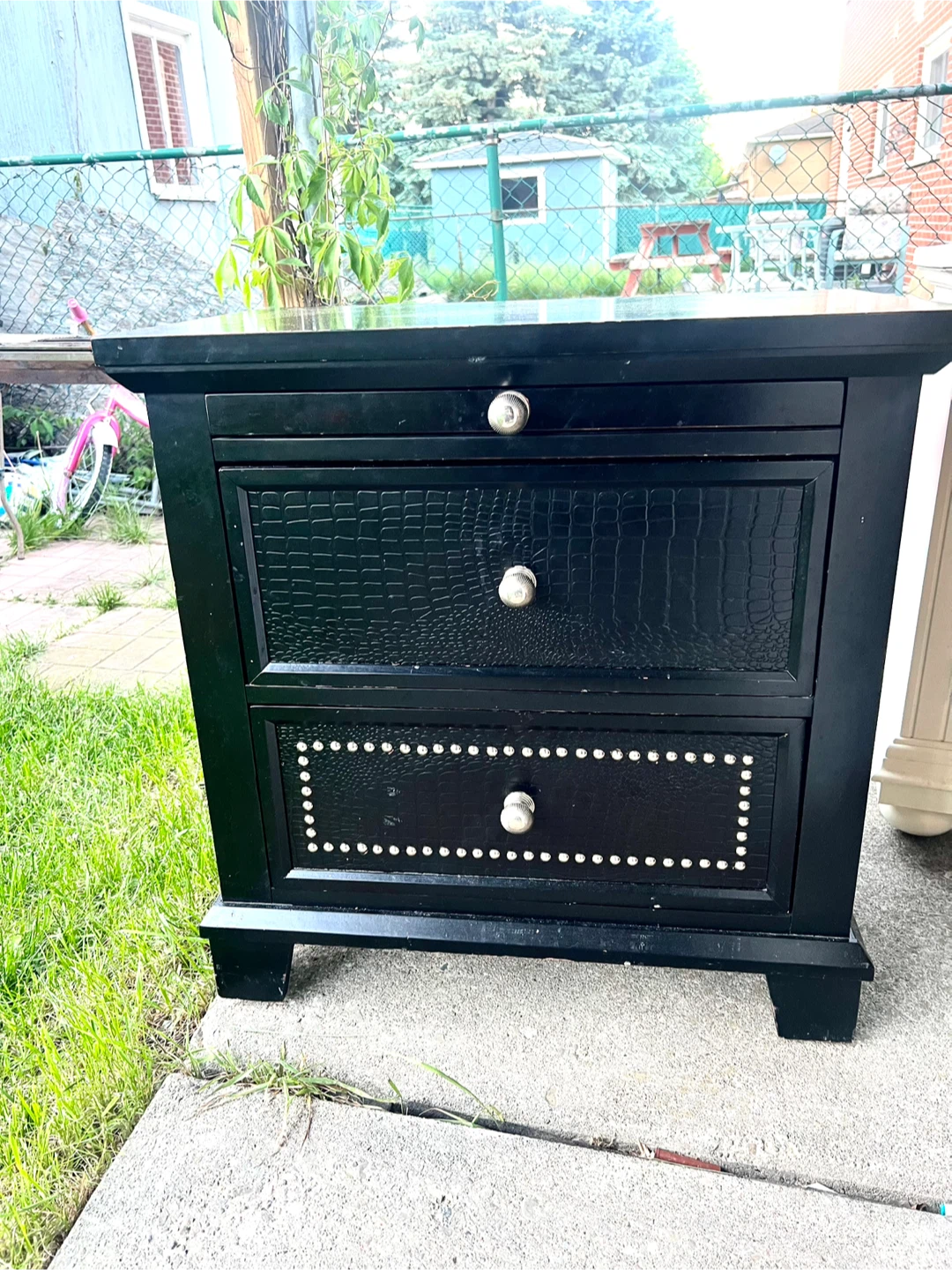 Black Nightstand with Two Drawers