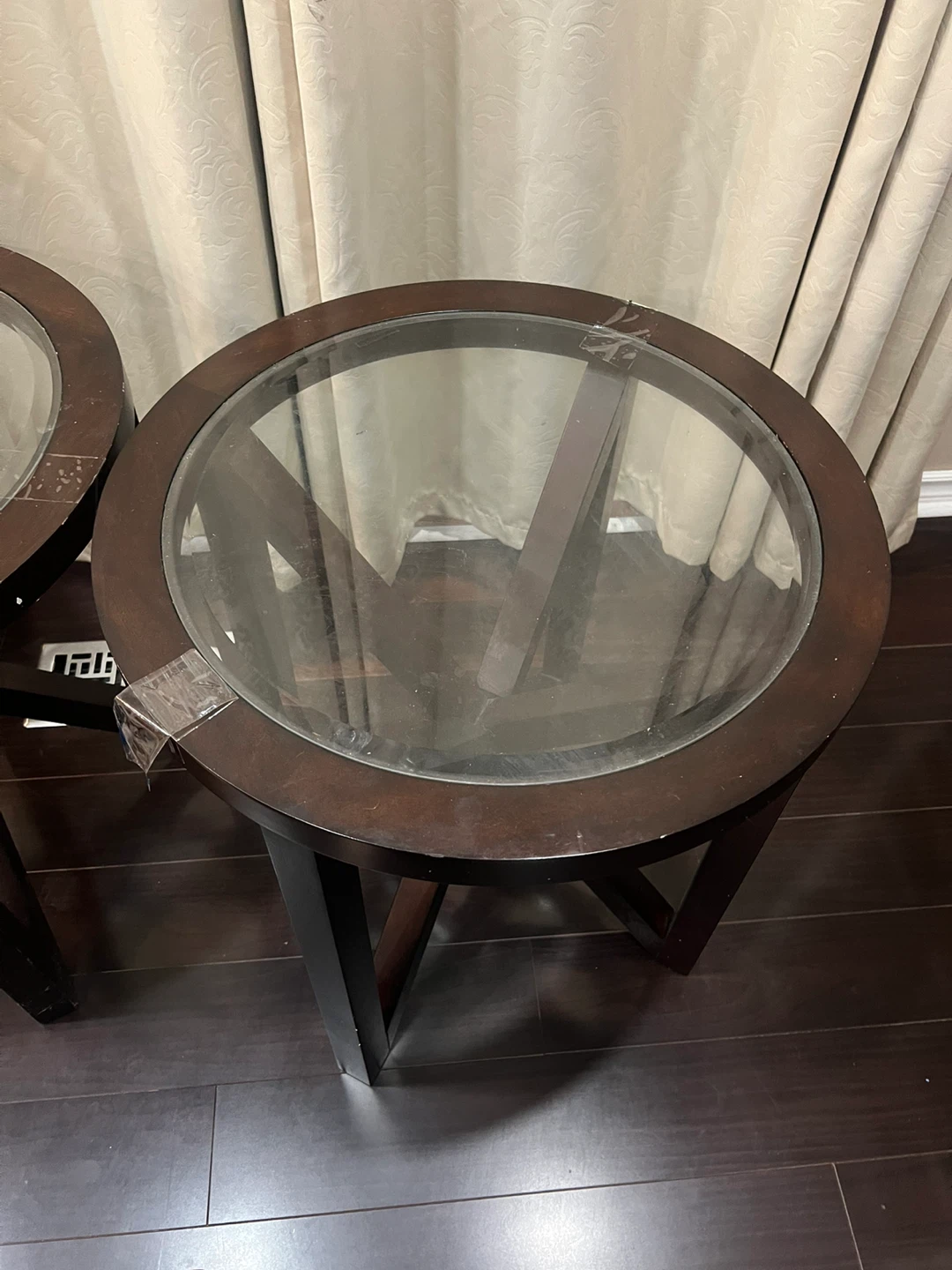 Set of Two Round Wooden Side Tables - photo 3