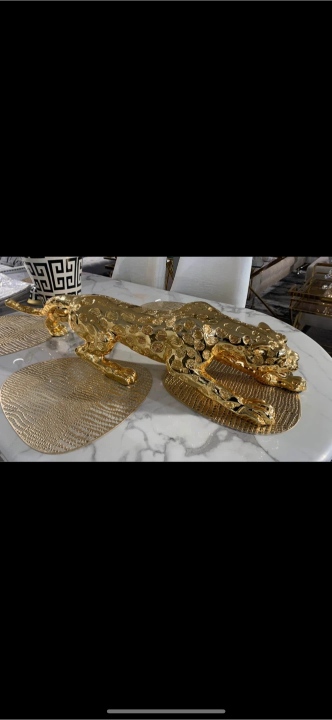 Gold Stalking Leopard Statue - photo 2