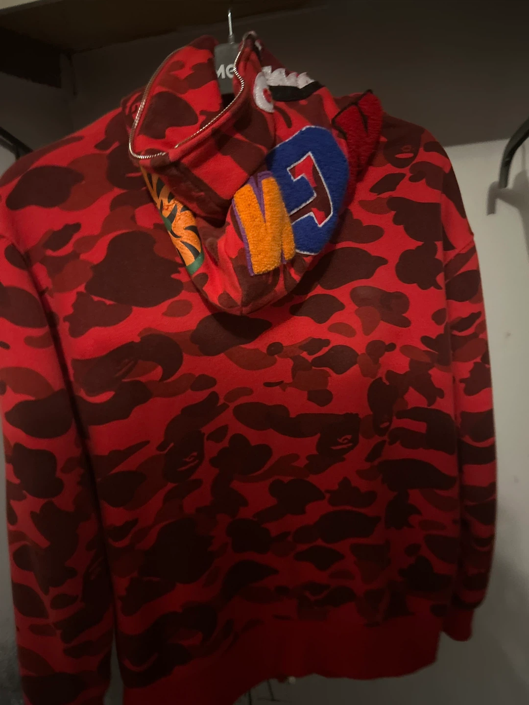 BAPE Red Camo Shark Full-Zip Hoodie - photo 4