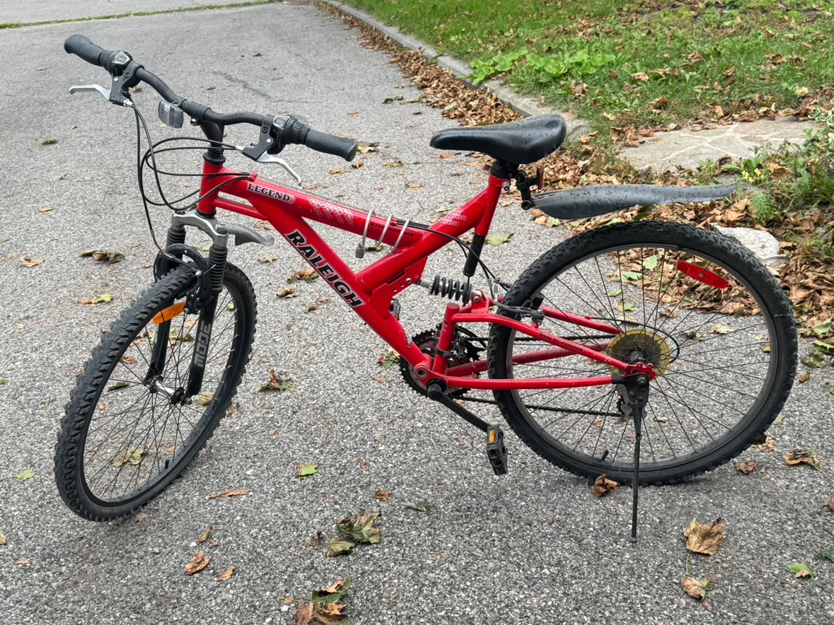 Raleigh Legend Red Dual Suspension Mountain Bike