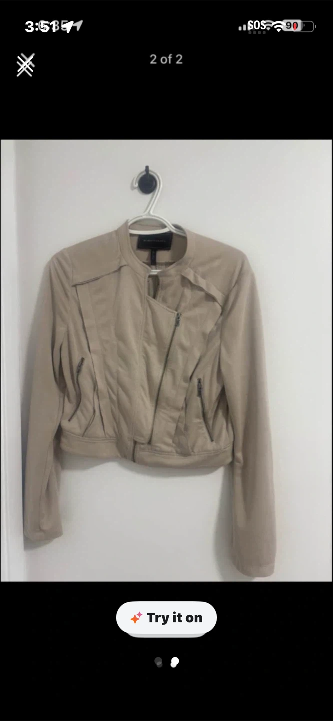 BCBGMAXAZRIA Beige Moto Jacket - photo 2