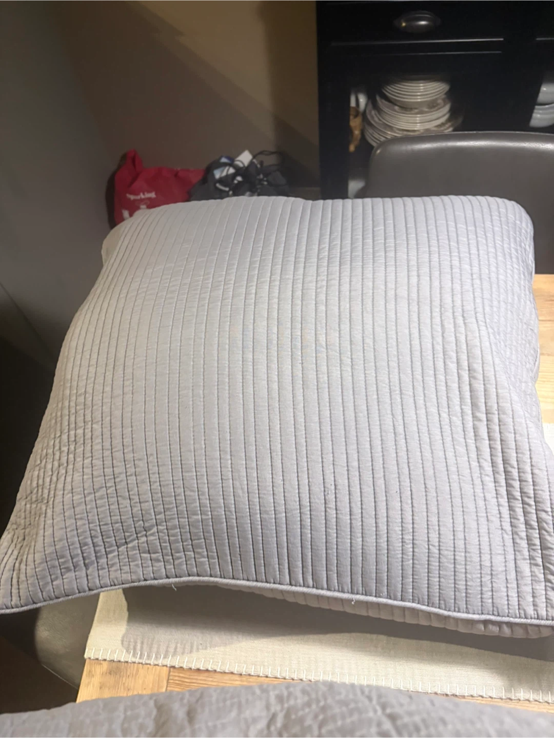 Pair UB Quilted Grey Throw Pillows with inserts 54 x 54in - photo 2