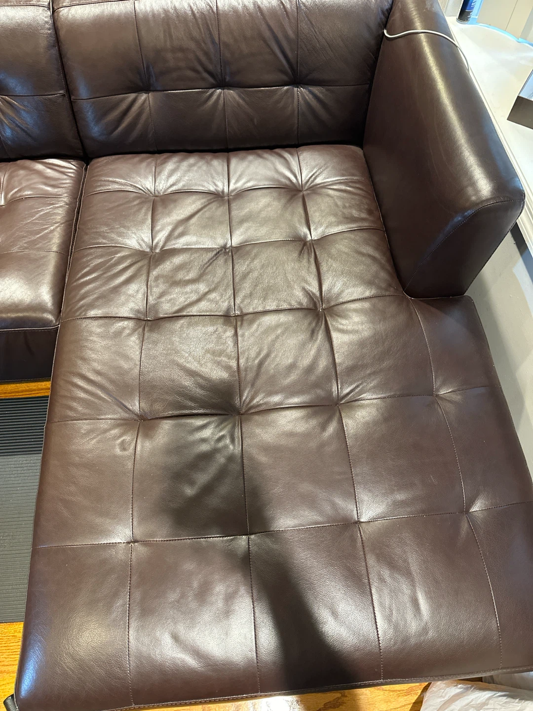 Dark Brown Leather Sectional Sofa - photo 2