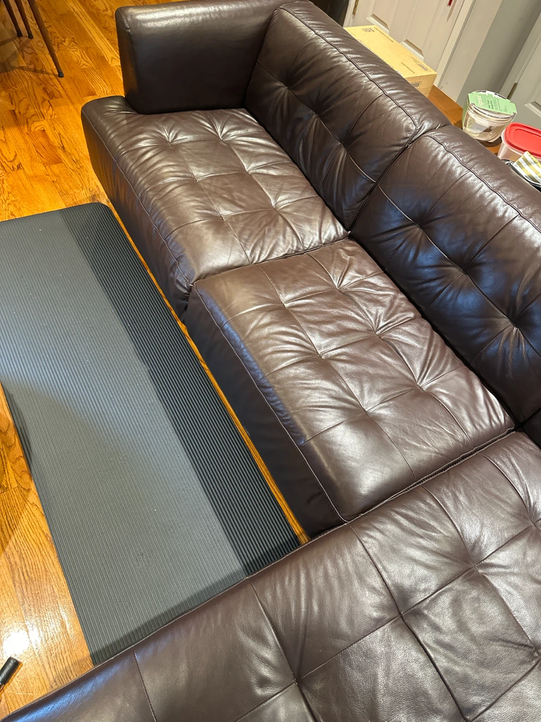 Dark Brown Leather Sectional Sofa - photo 3