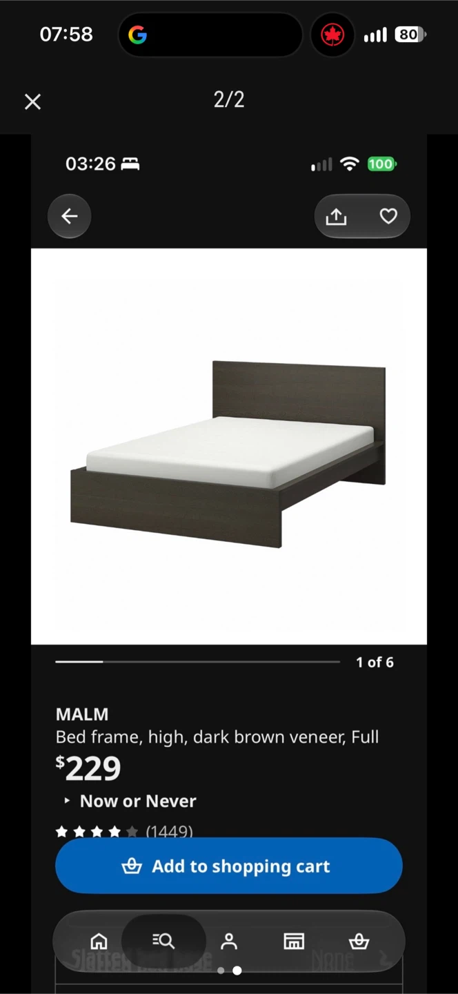 Full size Ikea malm bed frame with foam mattress - photo 2