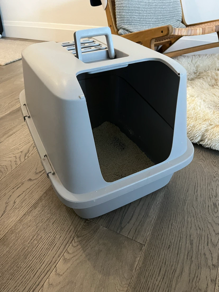 Free! Grey Enclosed Cat Litter Box
