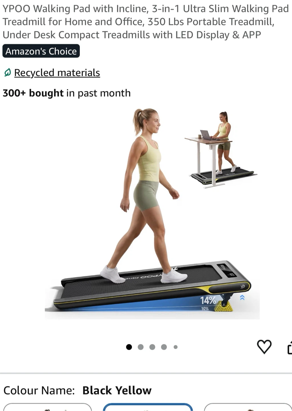 YPOO 3-in-1 Ultra Slim Walking Pad Treadmill