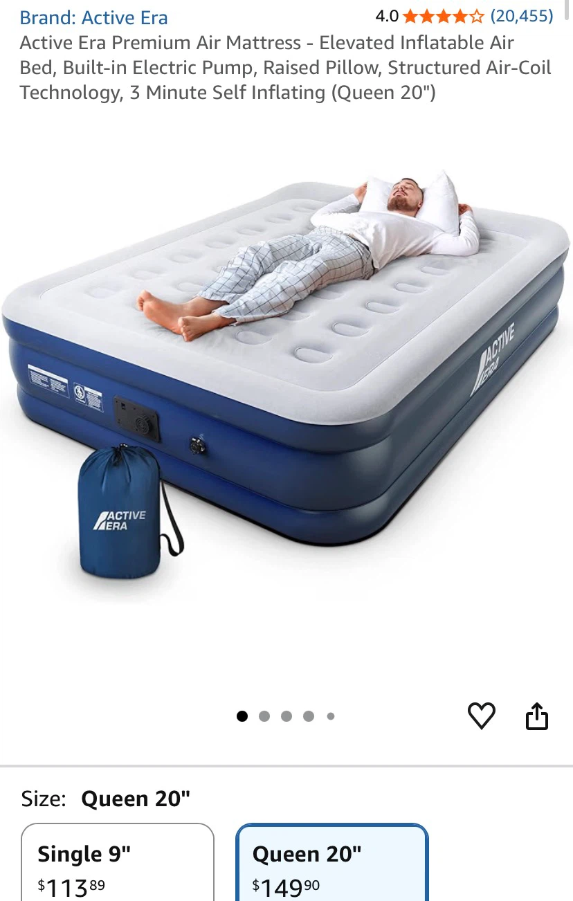 Active Era Queen Air Mattress with Built-in Pump