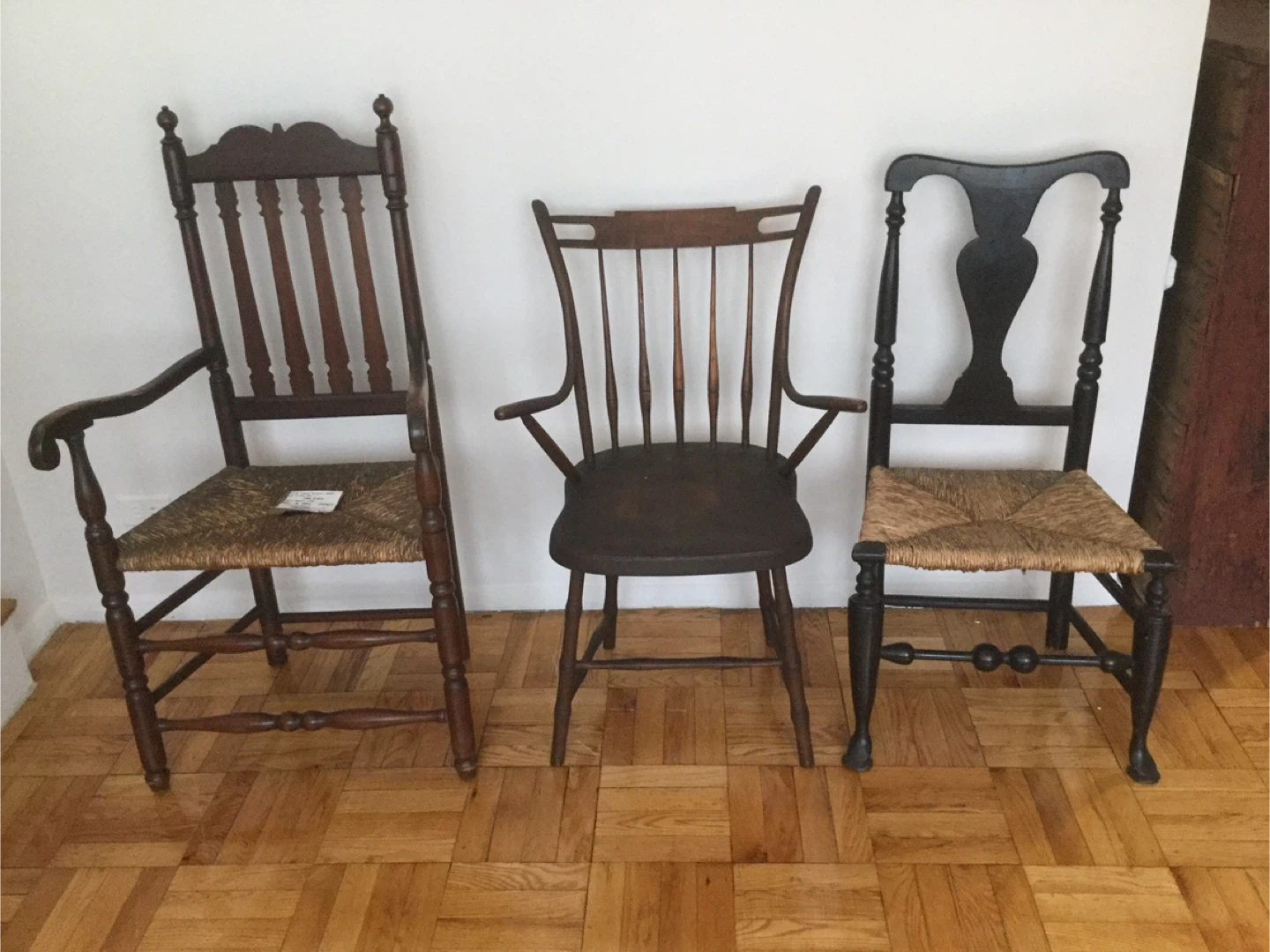Three Vintage Wooden Chairs