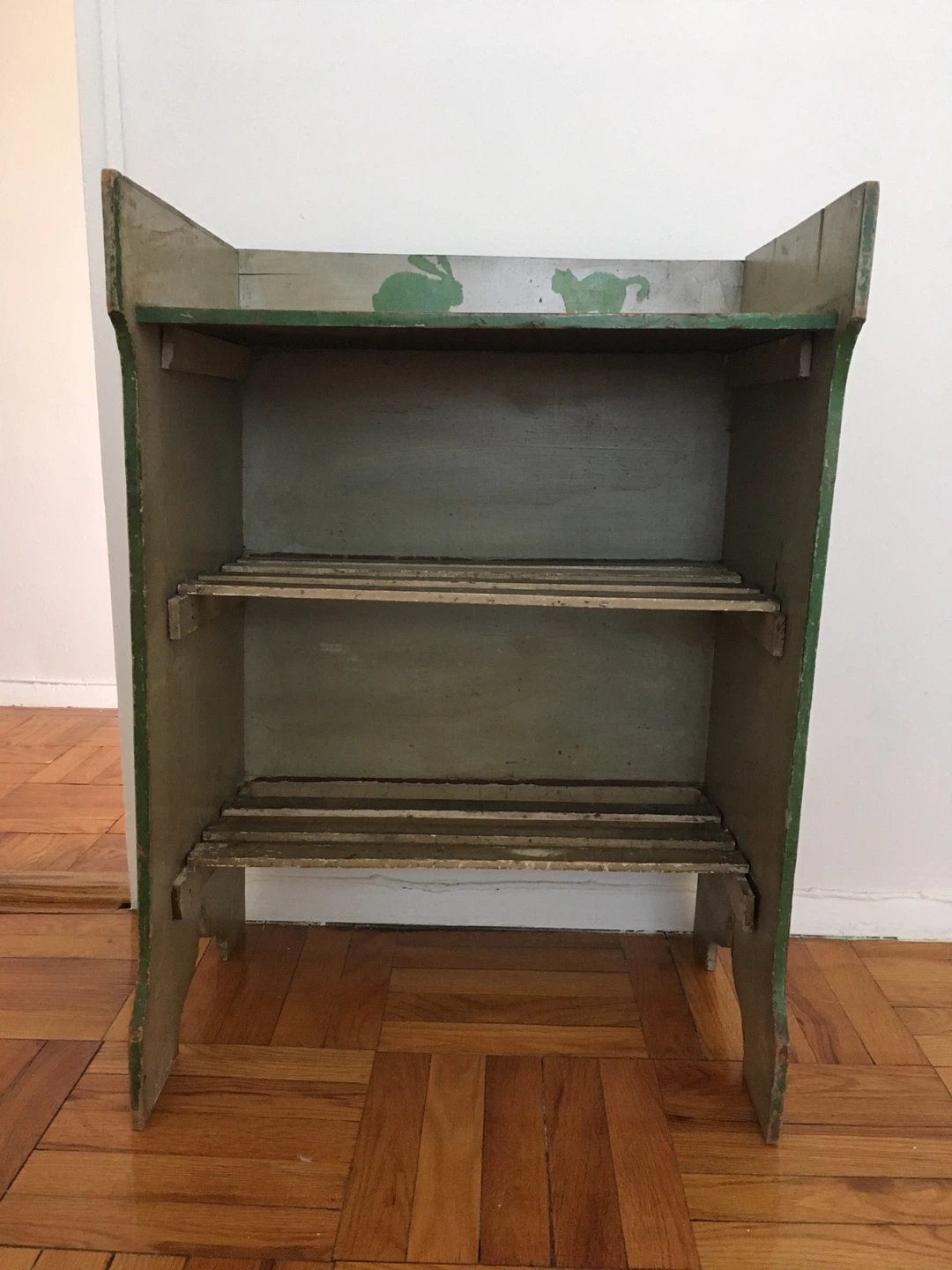 Vintage Hand-Painted Wooden Kids Shelving Unit - photo 4