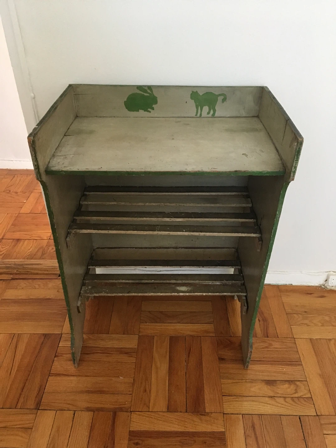 Vintage Hand-Painted Wooden Kids Shelving Unit - photo 3