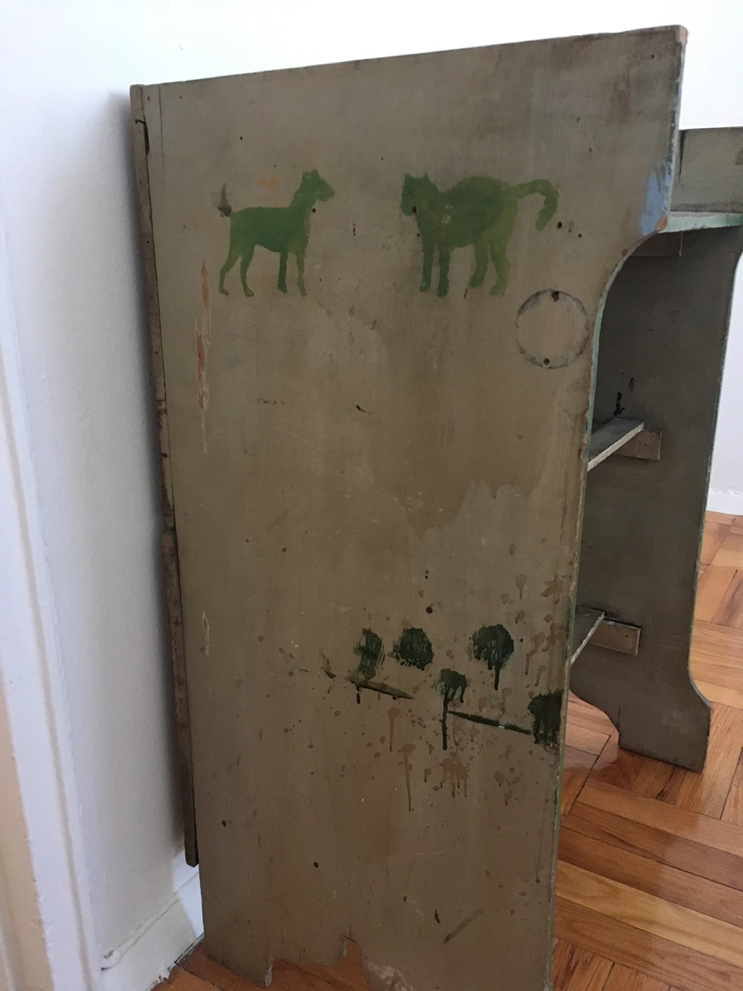 Vintage Hand-Painted Wooden Kids Shelving Unit - photo 2