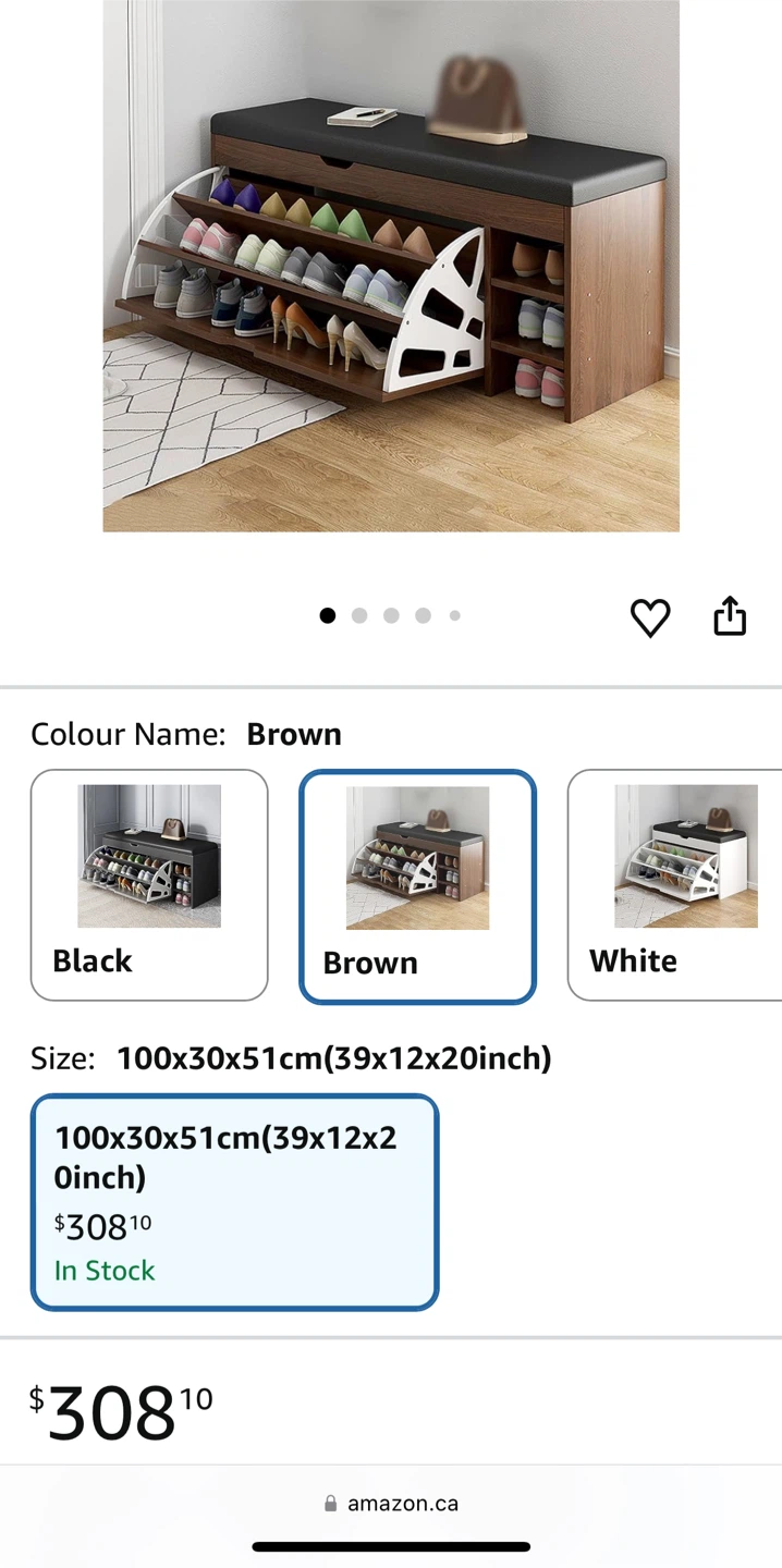 Shoe storage bench with padded seat