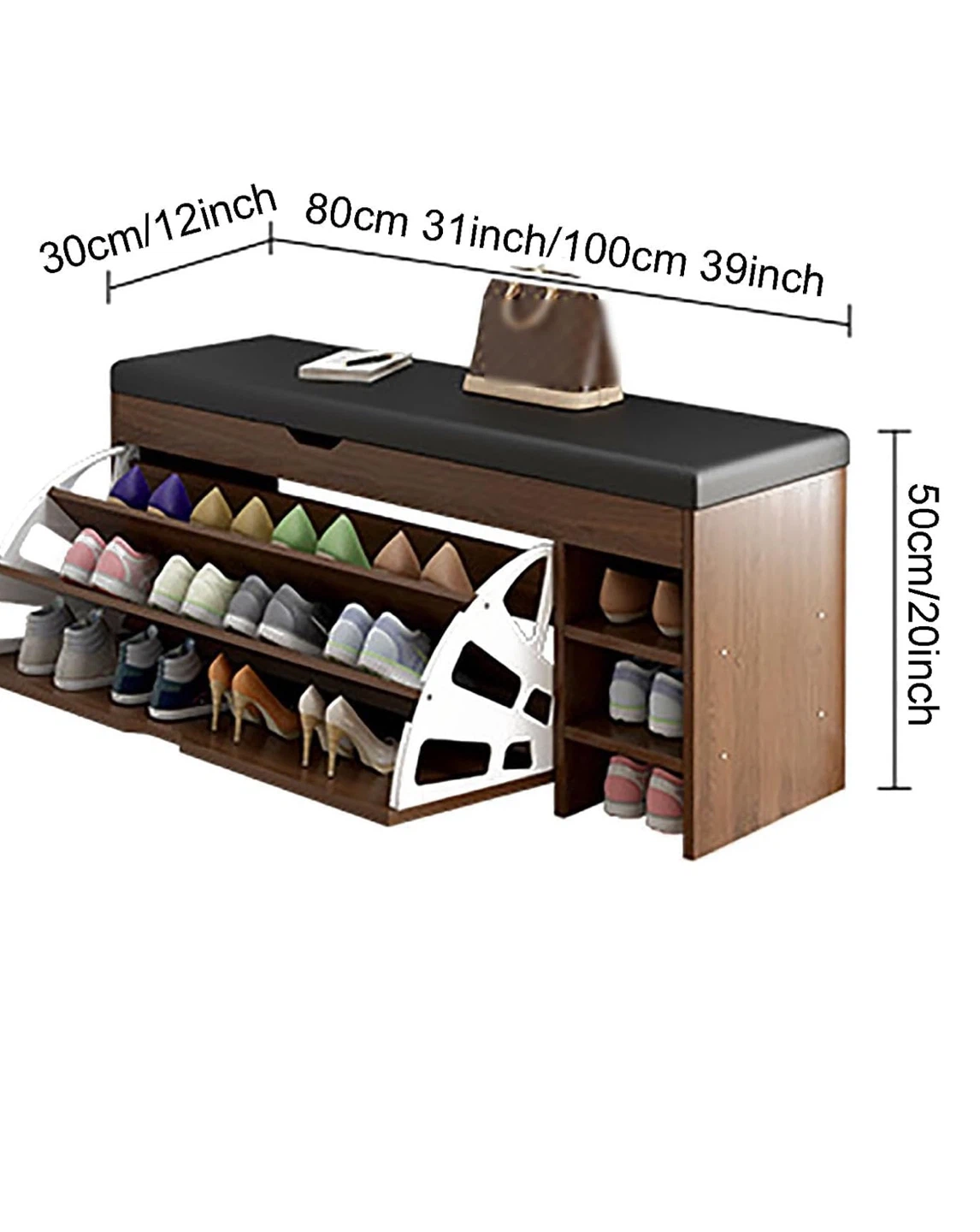 Shoe storage bench with padded seat - photo 2