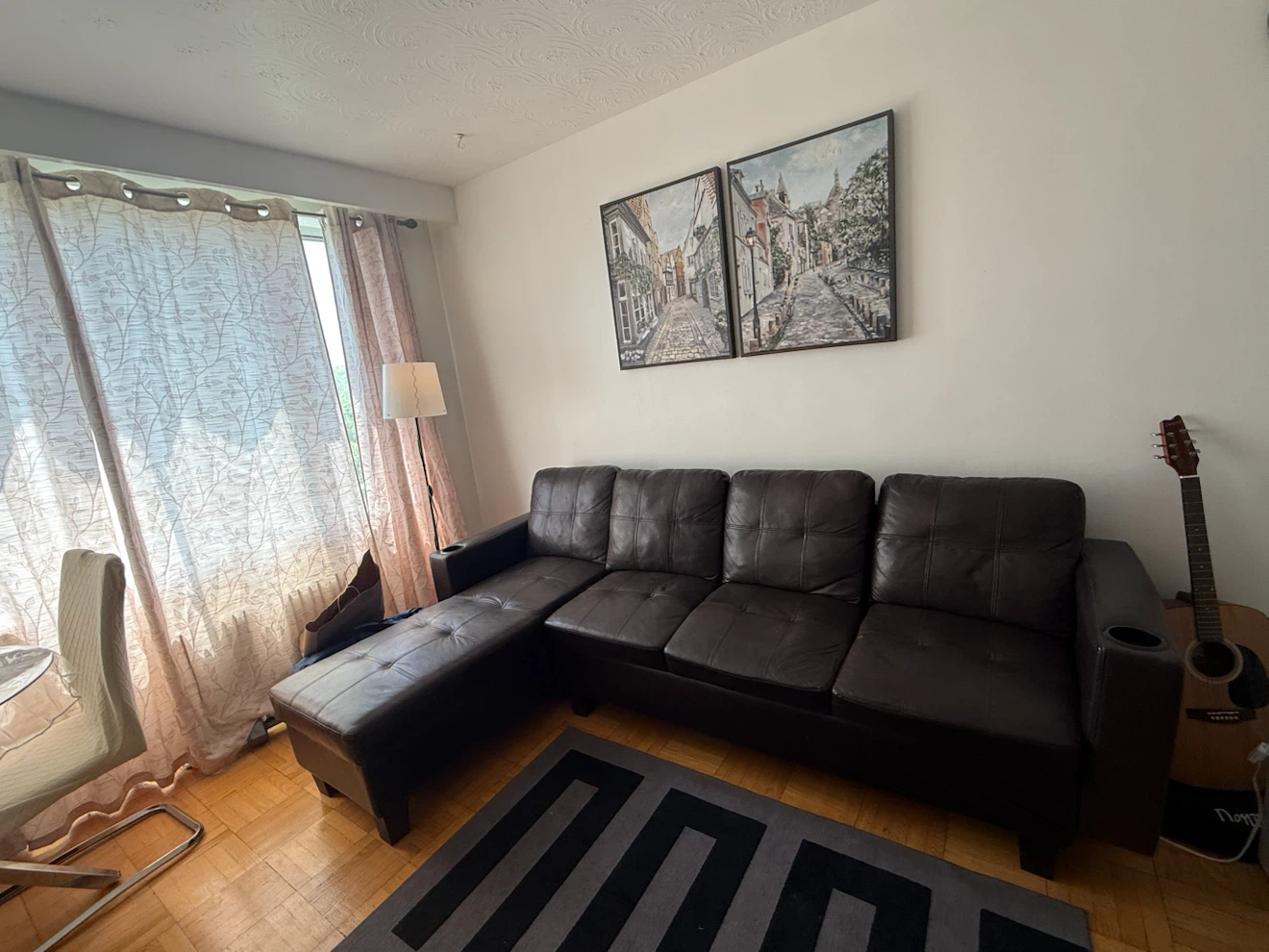 Dark Brown Leather Sectional Sofa with Chaise