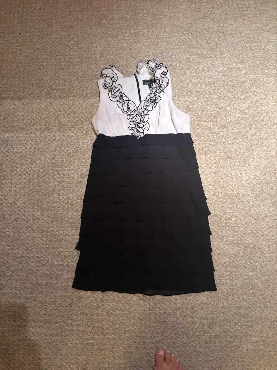 Le Chateau Black and White Ruffle Dress