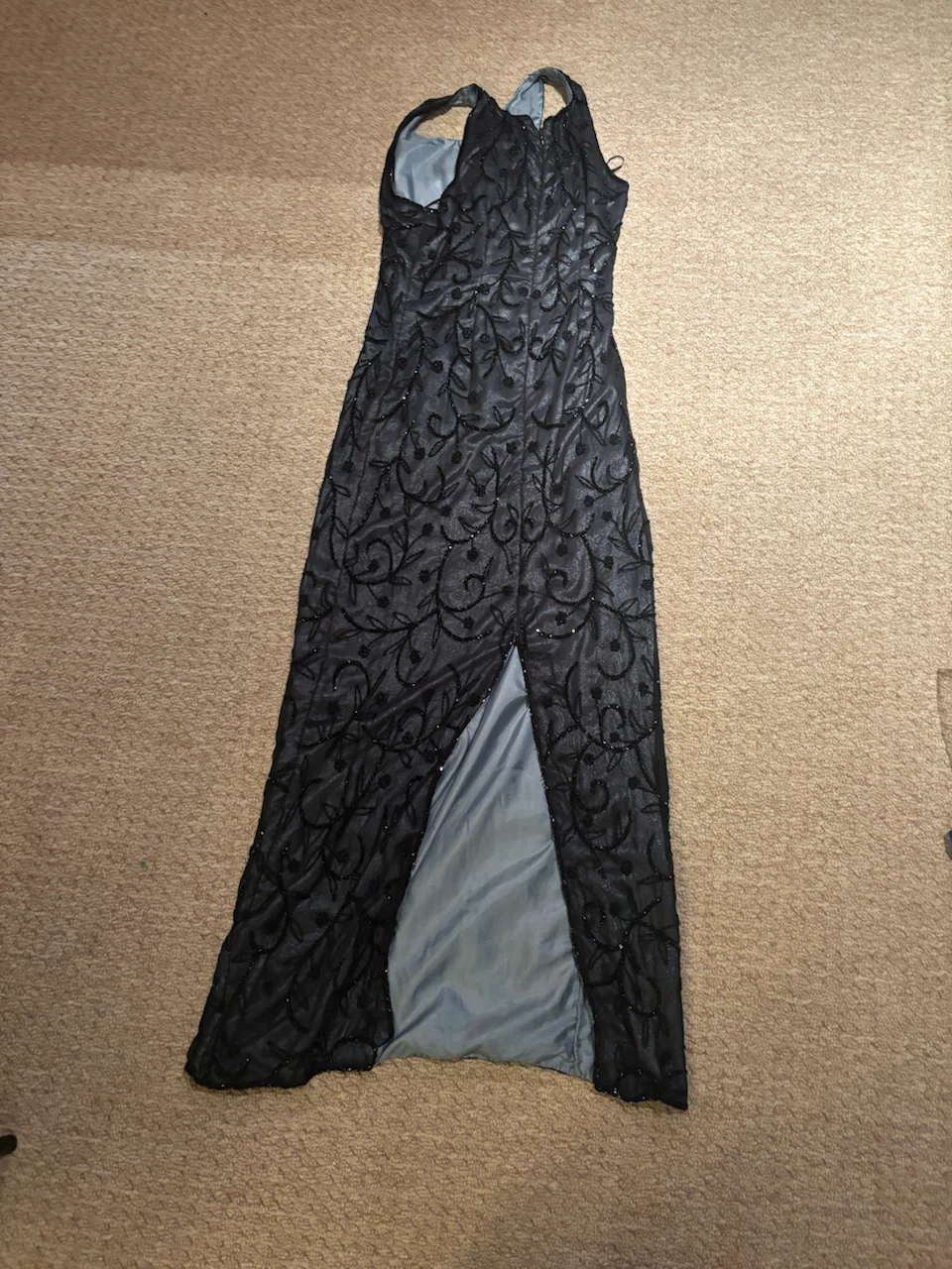 Black Beaded Sleeveless Evening Gown - photo 2
