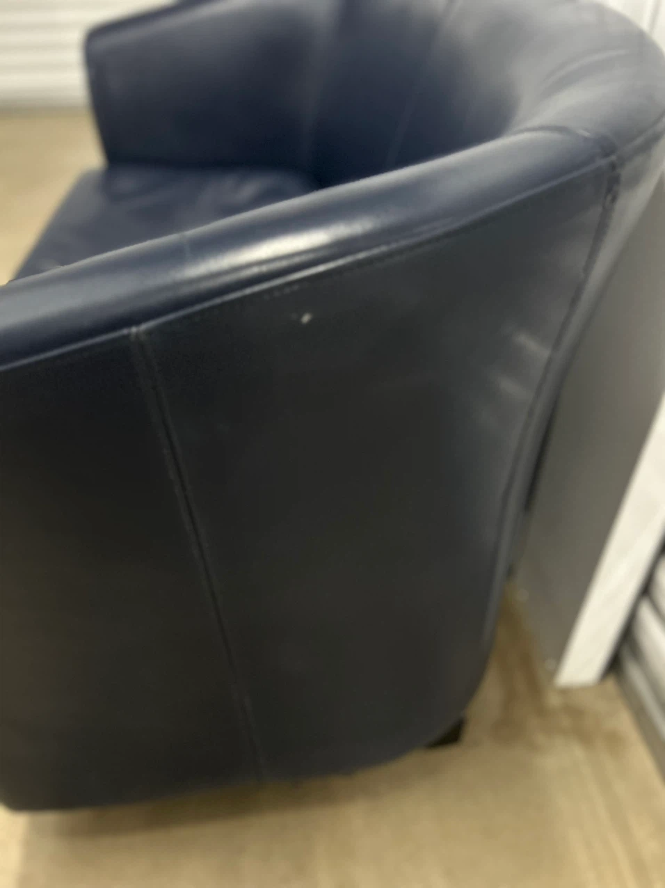 Navy Blue Faux Leather Accent Chair - photo 4