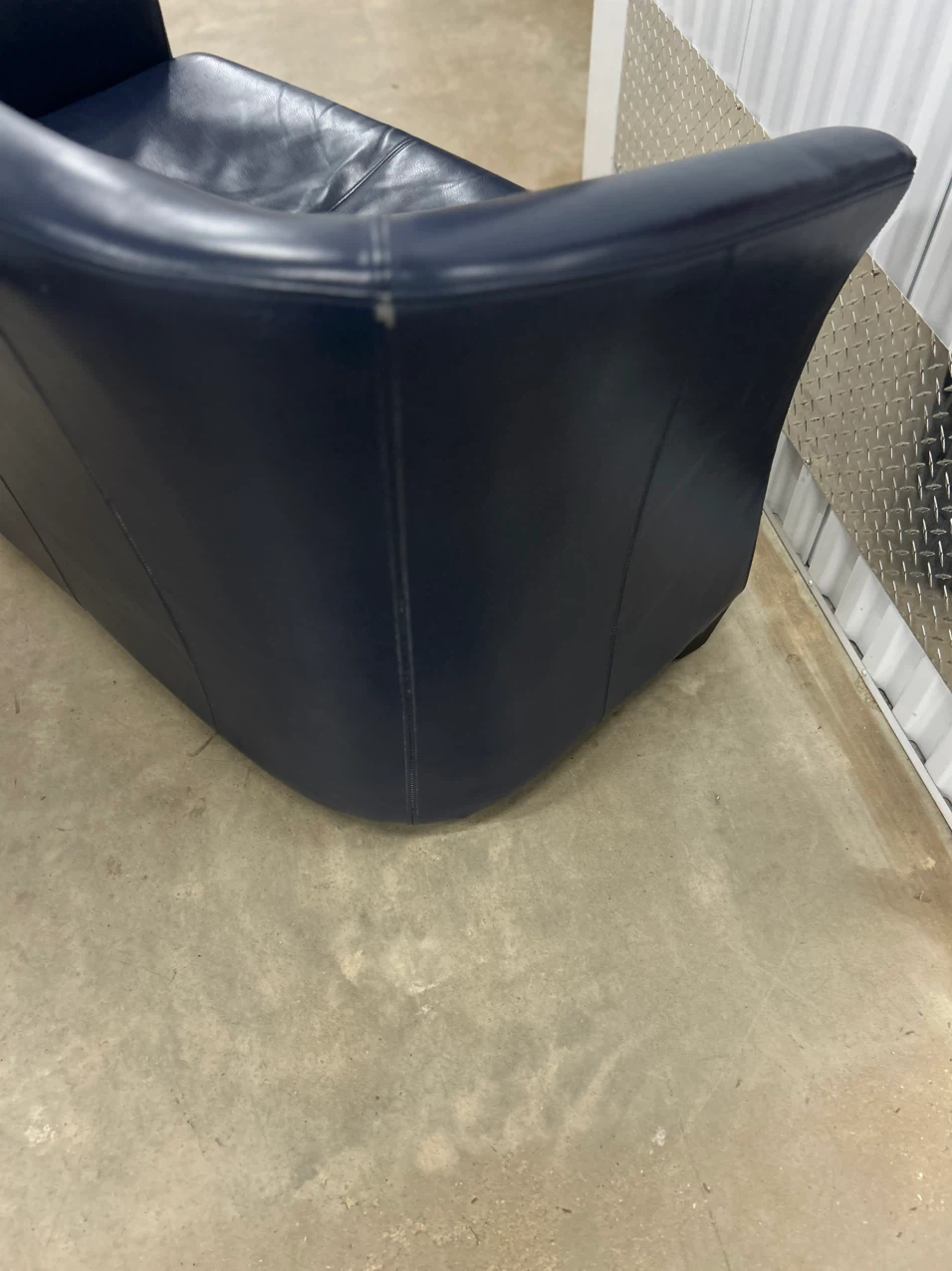 Navy Blue Faux Leather Accent Chair - photo 5