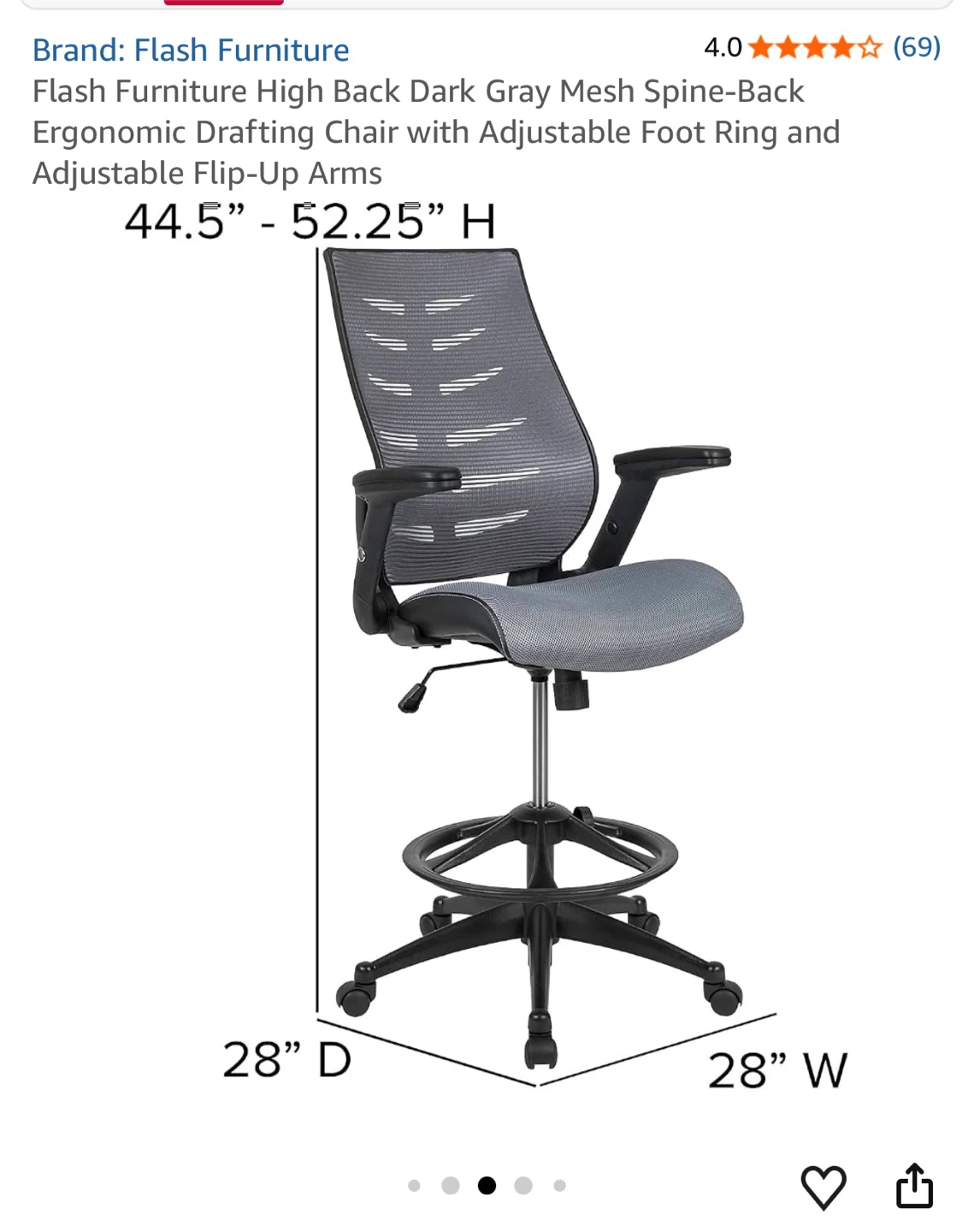 High Back Ergonomic Drafting Chair - photo 4