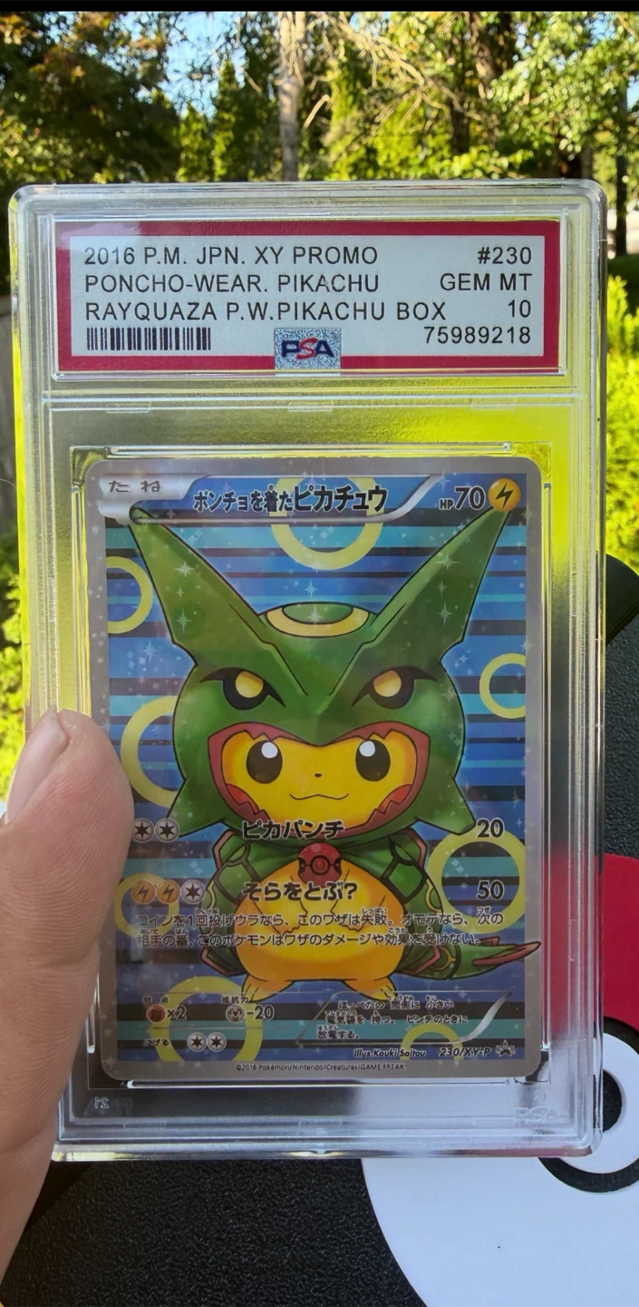 PSA 10 2016 Japanese Pikachu Poncho-Wear Rayquaza Card